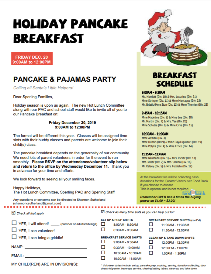Holiday Pancake Breakfast